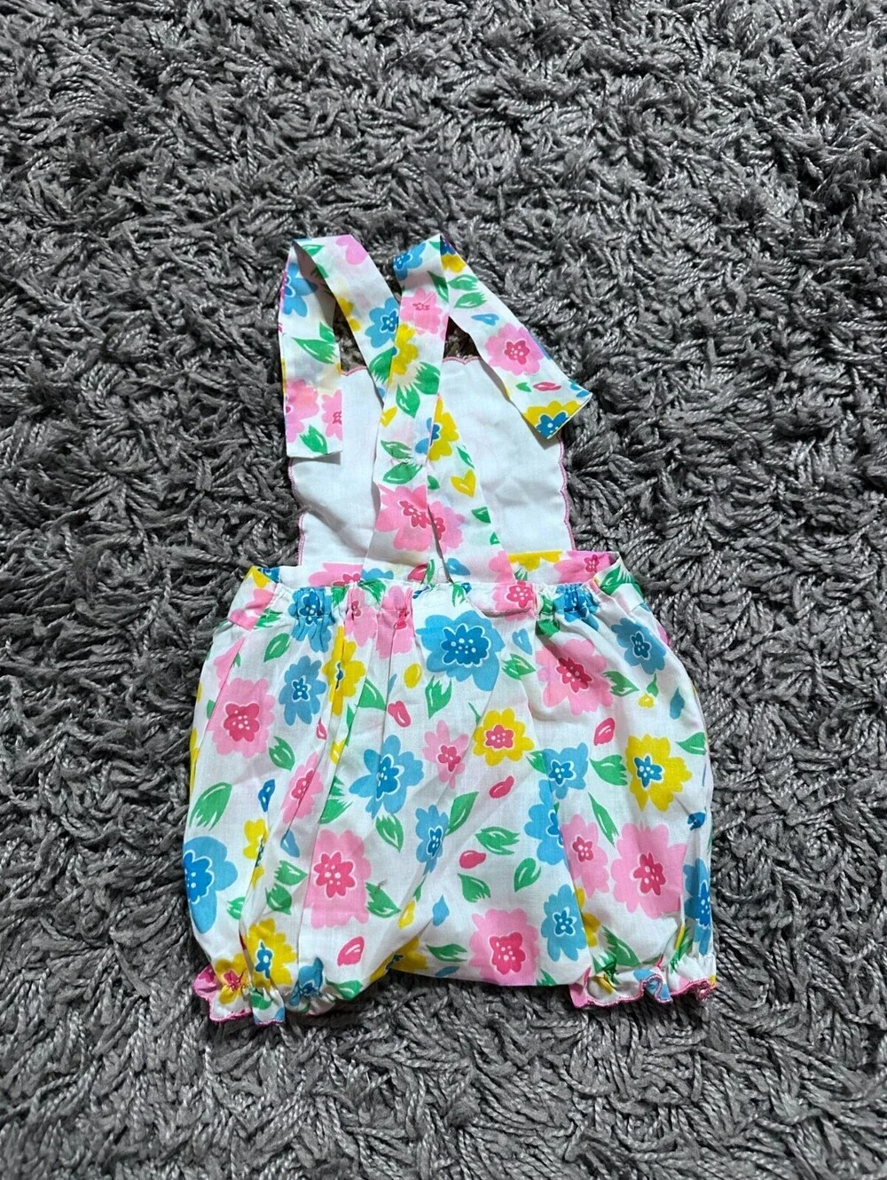 Vintage 70s 80s Baby Bubble Romper Floral with Butterfly Size 18M